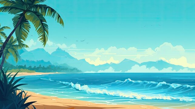 Captivating illustration of a tropycal beach paradise