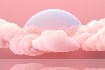 Obraz premium Minimalist Cloudscape: Pink Abstract Cloud Pattern on Brown
