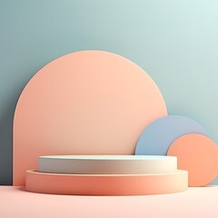Modern Minimalism: Pastel Colored Geometric Shapes in 3D Rendering