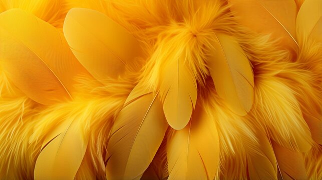 Golden Yellow Feathers Texture With High Resolution For Background