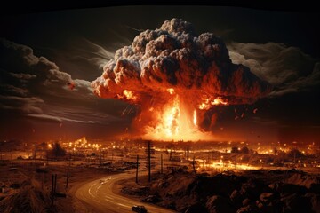 Mushroom cloud of nuclear explosion - obrazy, fototapety, plakaty