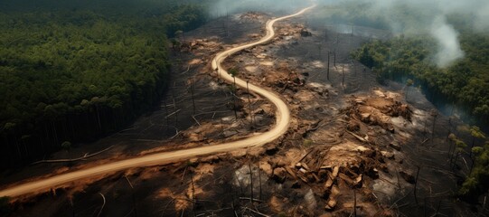 Aerial view of deforestation