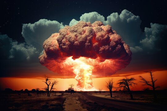 Mushroom cloud of nuclear explosion