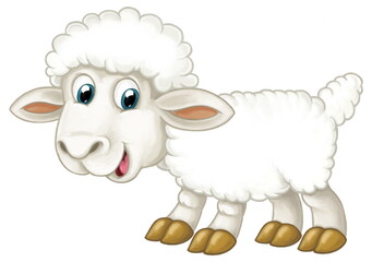 Cartoon happy farm animal cheerful sheep isolated illustration for children
