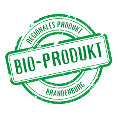stempel gruen regionales Produkt Bio-Produkt Brandenburg - obrazy, fototapety, plakaty