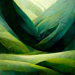 abstract art in shades of green 