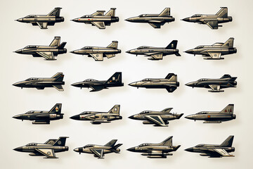 Collection of different fighter jet icons