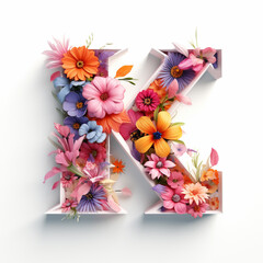 3d rendering of letter K from flowers