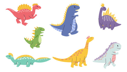 Set Of Adorable Dino Characters With Friendly Eyes, Cheerful Smiles, And Vibrant Colors, This Cute Dinosaurs Collection © Anna Syvak