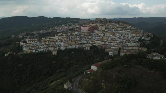 Aerial view of Calitri, Avellino, Campania, Italy.
