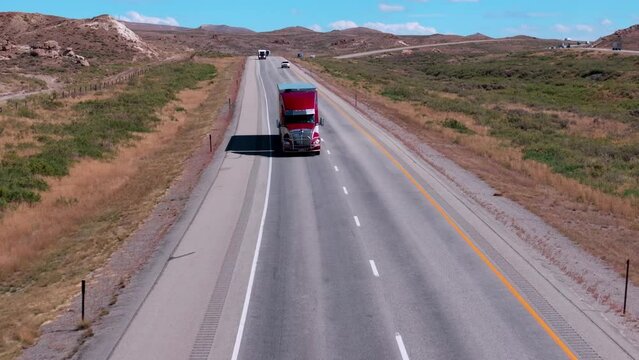 Semi-Trucks Under Blue Skies. Transportation. Trucking Business.