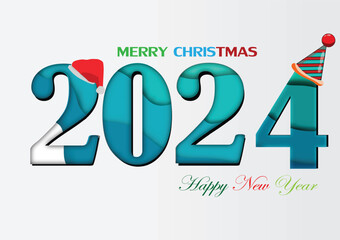 2024 happy new year.Paper cut 2024 word for new year festival.card,happy,Vector concept luxury designs and new year celebration.