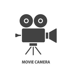 Movie camera glyph icon. Vector illustration.