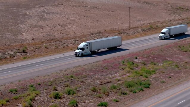 Semi-Trucks Under Blue Skies. Transportation. Trucking Business.