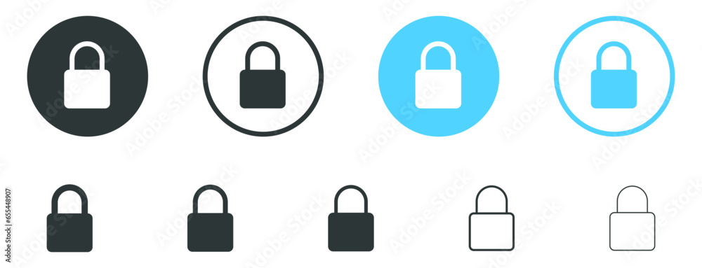 Aufkleber Lock icon set. privacy icon , secure private security icons - padlock icon button line outline icon symbol. vector app interface and website signs
