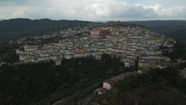 Aerial view of Calitri, Avellino, Campania, Italy.