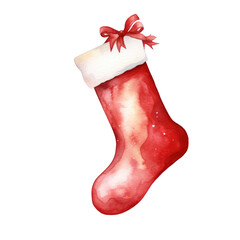 Christmas stockings, sock, watercolour illustration. clipart for design. Christmas elements. isolated on transparent background. Generative ai.