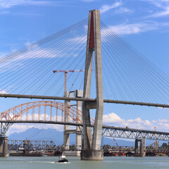 Fototapeta na wymiar Bridges on Fraser River in New Westminster British Columbia Canada