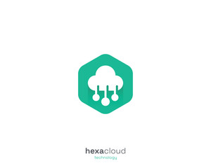 Modern hexagon with cloud technology logo