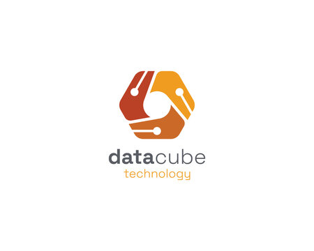 Modern hexagon data technology logo