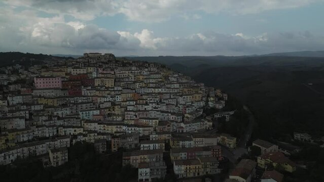 Aerial view of Calitri, Avellino, Campania, Italy.