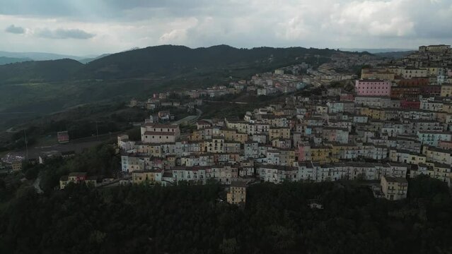 Aerial view of Calitri, Avellino, Campania, Italy.