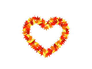 紅葉とイチョウのハート枠A