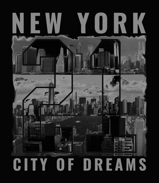 Photo print and  Typographic illustration of new york . tee shirt graphics. print

