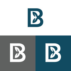 Letter B logo design concept negative space style. Abstract sign constructed from check marks. Vector elements template icon.