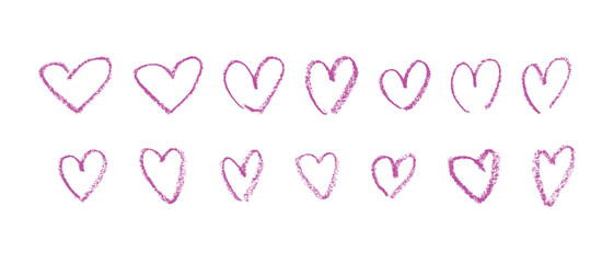 Hand drawn grunge pink heart. love brush and textured strokes. Flat vector illustration isolated on white background.