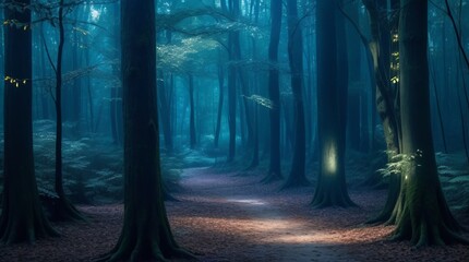 Beautiful forest background in twilight colorful