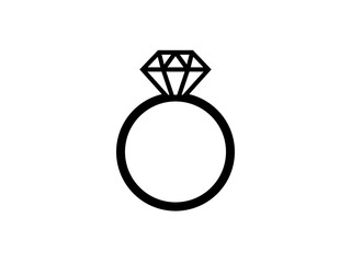 宝石（ダイヤモンド）指輪アイコン：黒太線