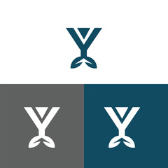 Letter Y logo design concept negative space style. Abstract sign constructed from check marks. Vector elements template icon.