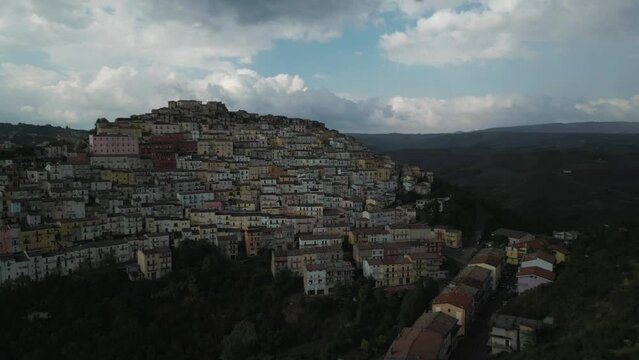 Aerial view of Calitri, Avellino, Campania, Italy.
