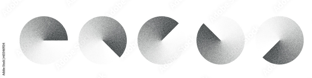 Wall mural grainy circular shape of noise and dots. gradient depth, halftone effect. flat vector illustration i