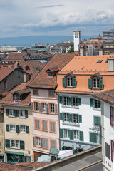 Fototapeta premium Panorama of old town of city of Lausanne, Switzerland