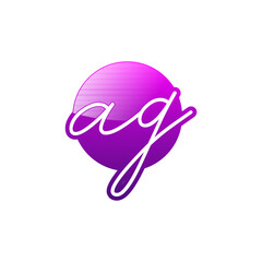 letter AG with purple color circle logo design