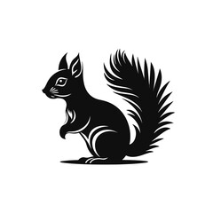 Silhouette eines Eichhörnchen in schwarz-weiß