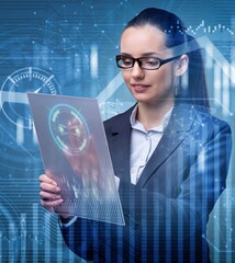 Businesswoman in stock exchange trading concept