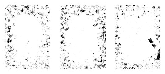 Old style photo frame with grunge texture. brush strokes, vintage paper edges, and textured overlay. Flat vector illustration isolated