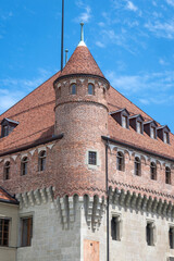 Obraz premium Panorama of old town of city of Lausanne, Switzerland