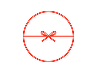 Fototapeta premium シンプル水引円型フレームC：赤