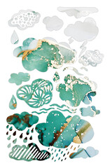 Watercolor Clouds. Delicate Cloud Puddle.