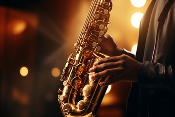 saxophone on stage, Generative AI