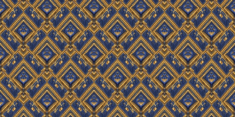 Seamless Navajo pattern. Gold print Russian