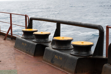 fairleads of a ship for mooring operations 