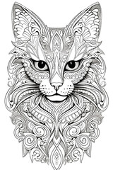 coloring_page_for_adults_mandala_style_cat_American_Shorthair