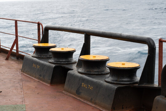 fairleads of a ship for mooring operations 