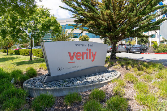 Verily headquarters in South San Francisco, California, USA - June 7, 2023. Verily Life Sciences LLC, also known as Verily, is Alphabet Inc.'s research organization. 