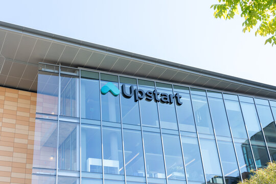 Upstart headquarters in San Mateo, CA, USA - June 7, 2023. Upstart is an American AI lending platform that partners with banks and credit unions. 